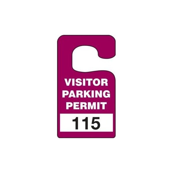 Accuform Parking Permit Tag, VISITOR PARKING PERMIT Numbered 500-599, Red, 5in x 3in, 100PK TNT253RDF - main